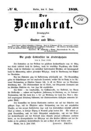 Der Demokrat. N[umer]o 6.