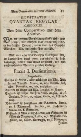 Illustratio Quartae Regulae Cardinalis. Von dem Comparativo mit dem Ablativo.