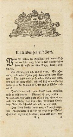 I. Unterredungen mit Gott.