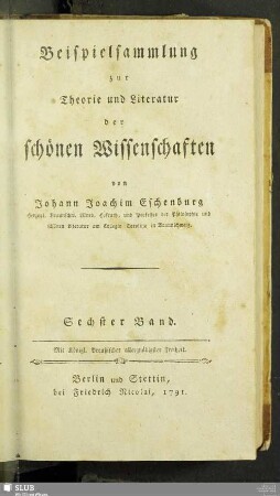 6: Beispielsammlung zur Theorie und Literatur der schönen Wissenschaften