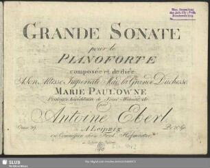 Grande Sonate pour le Piano-Forte : Oeuv. 39