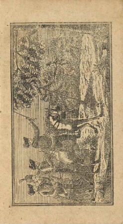 Illustration: Friedrich II. mit Gefolge durch einen Wald reitend