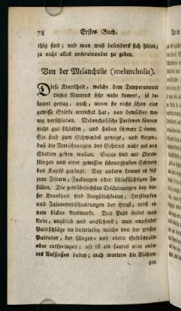 78-87, Von der Melancholie (melancholia)