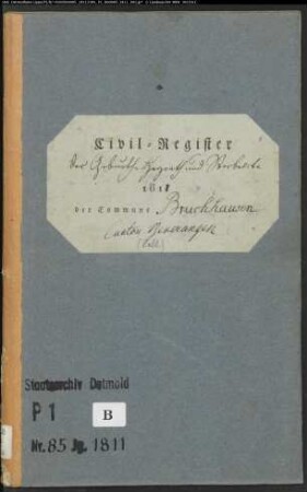 Zivilstandsregister der katholischen Gemeinde Bruchhausen, Kreis Höxter (GHT 1811) (Gemeinde: Katholische Gemeinde Bruchhausen)