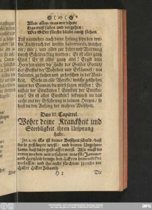 Das III. Capittel. Woher deine Kranckheit und Sterbligkeit ihren Ursprung habe.