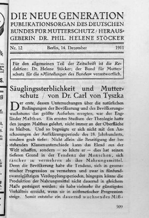 Nr. 12. Berlin, 14. Dezember 1911.