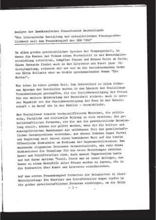 Analyse des Demokratischen Frauenbundes Deutschlands : die literarische Gestaltung der sozialistischen Frauenpersönlichkeit seit dem Frauenkongreß der DDR 1964