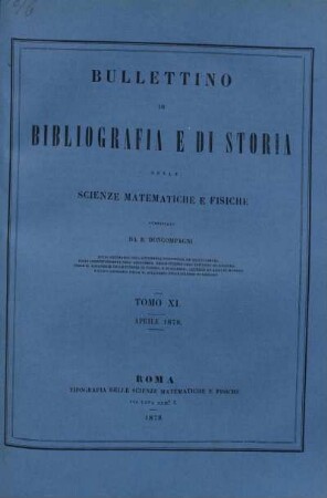 Tomo XI. Aprile 1878.