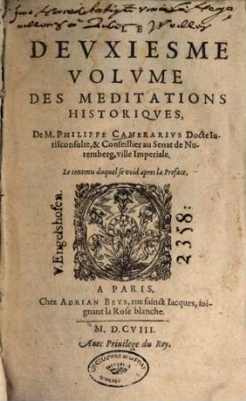 Les méditations historiques, 2