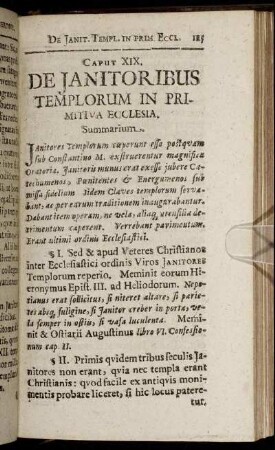 Caput XIX. De Janitoribus Templorum In Primitiva Ecclesia.