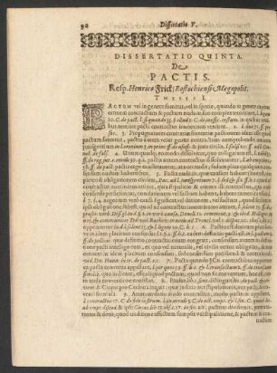 Dissertatio Quinta. De Pactis.