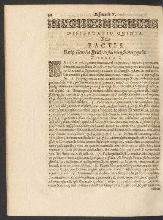Dissertatio Quinta. De Pactis.
