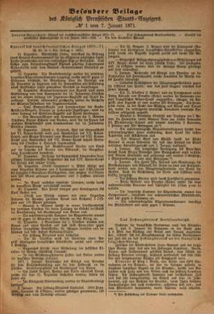 Königlich Preußischer Staats-Anzeiger. Vierteljahrs-Hefte, 1871 = Jg. 4