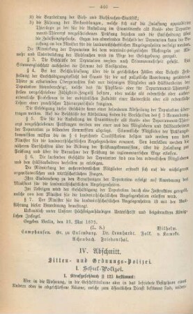 IV. Abschnitt. Sitten- und Ordnungs-Polizei