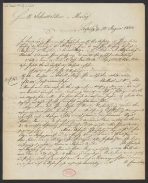 Brief an B. Schott's Söhne : 22.08.1840