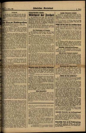 Zweite Ausgabe vom Montag, den 13. März 1939.
