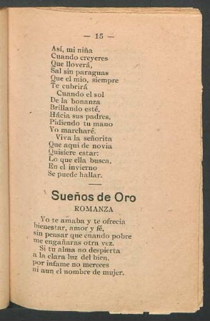 Sueños de Oro : Romanza