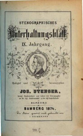 Stenographisches Unterhaltungsblatt : Bamberger Blätter in Einheitskurzschrift. 9. 1874