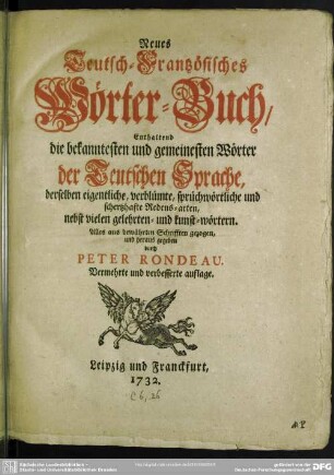 Neues Teutsch-Frantzösisches Wörterbuch