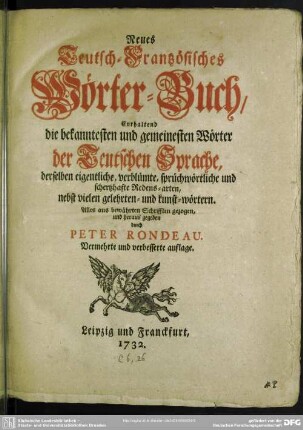Neues Teutsch-Frantzösisches Wörterbuch
