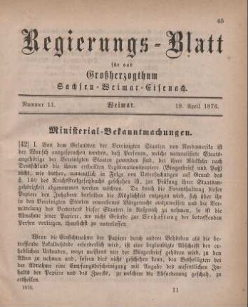 Nr. 11 : 19. April 1876