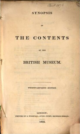 Synopsis of the Contents of British Museum
