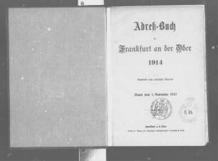 Adreß-Buch für Frankfurt an der Oder. 1914