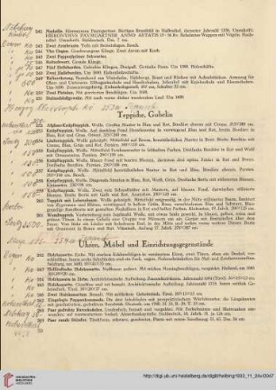 Uhren, Möbel und Einrichtungsgegenstände (Nr. 262-325)
