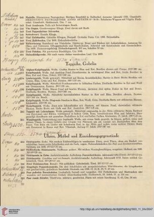 Uhren, Möbel und Einrichtungsgegenstände (Nr. 262-325)