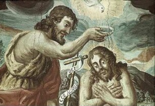 Deckenbild im Langhaus: Taufe Christi