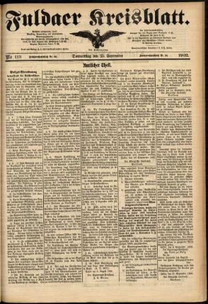 Zweite Ausgabe vom Donnerstag, den 25. September 1902.