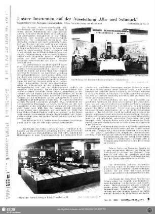 Unsere Inseraten auf der Ausstellung "Uhr und Schmuck" (Fortsetzung zu Nr. 27)