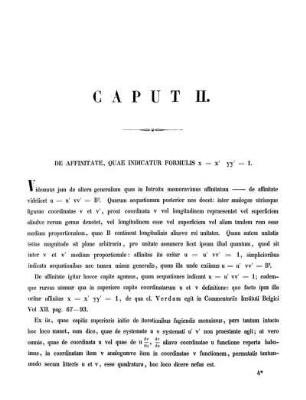 Caput II. De affinitate, quae indicatur formulis x = x' yy' = 1.