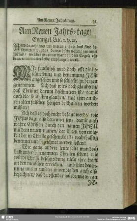 Am Neuen Jahrs-tage, Evangel. Luc. 2. v. 21.