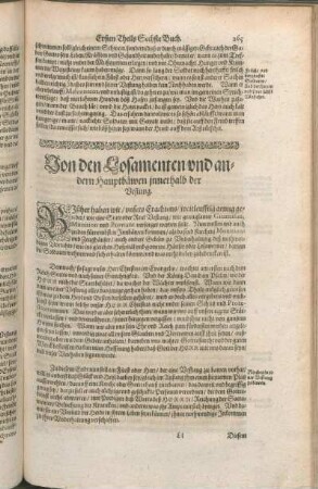 Von den Losamenten vnd andern Hauptbäwen jnnerhalb der Vestung.