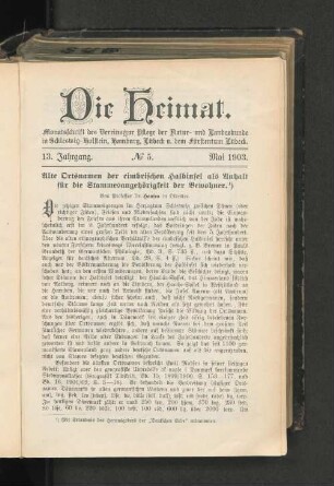 13. Jahrgang. No. 5. Mai 1903.