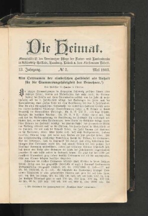 13. Jahrgang. No. 5. Mai 1903.