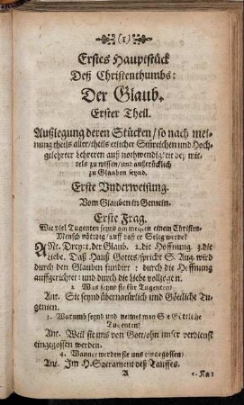 Erste Underweisung. Vom Glauben in Gemein.