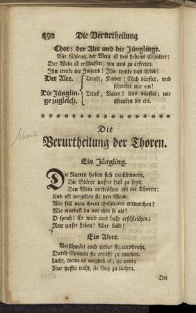 Die Verurtheilung der Thoren. - Der Witz. Aus eben demselben.