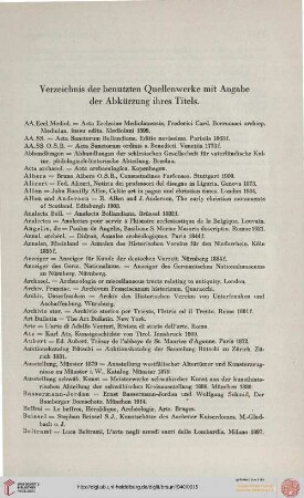 Verzeichnis der benutzen Quellenwerke mit Angabe der Abkürzung ihres Titels