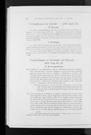 Verhandlungen zu Lübeck. - 1503 April 24.