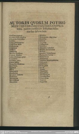 Autores Quorum Potissimum Testimonio Partim Comprobato, partim cunfutato Josephus historiae suae fidem facit