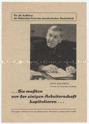 Anleitung für Propagandisten der Nationalen Front zu den Lehren des Kapp-Putsches und die Notwendigkeit der Kasernierten Volkspolizei