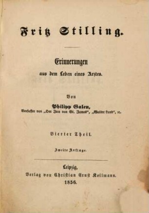 Fritz Stilling : Erinnerungen aus dem Leben eines Arztes, 4