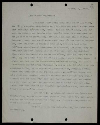 Nr. 22: Brief von Otto Blumenthal an David Hilbert, Aachen, 5.1.1910