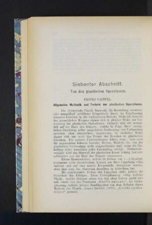Siebenter Abschnitt. Von den plastischen Operationen.