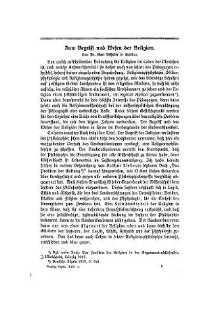 Zum Begriff und Wesen der Religion