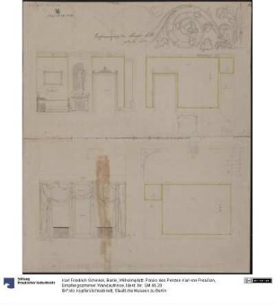 Berlin, Wilhelmplatz. Palais des Prinzen Karl von Preußen, Empfangszimmer. Wandaufrisse