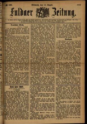 Ausgabe vom Mittwoch, den 10. August 1887.