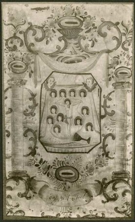 Kreuzigung, auf Papier gemalt, Zinkmuseum